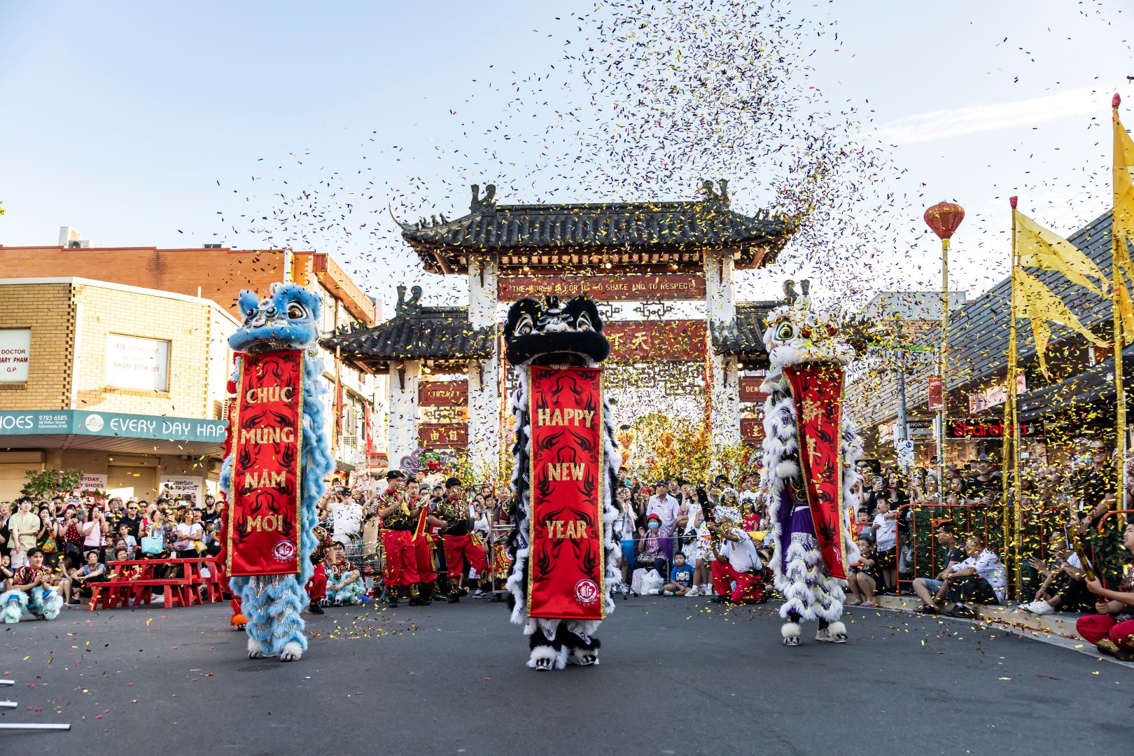 Lions with Happy new Year banners