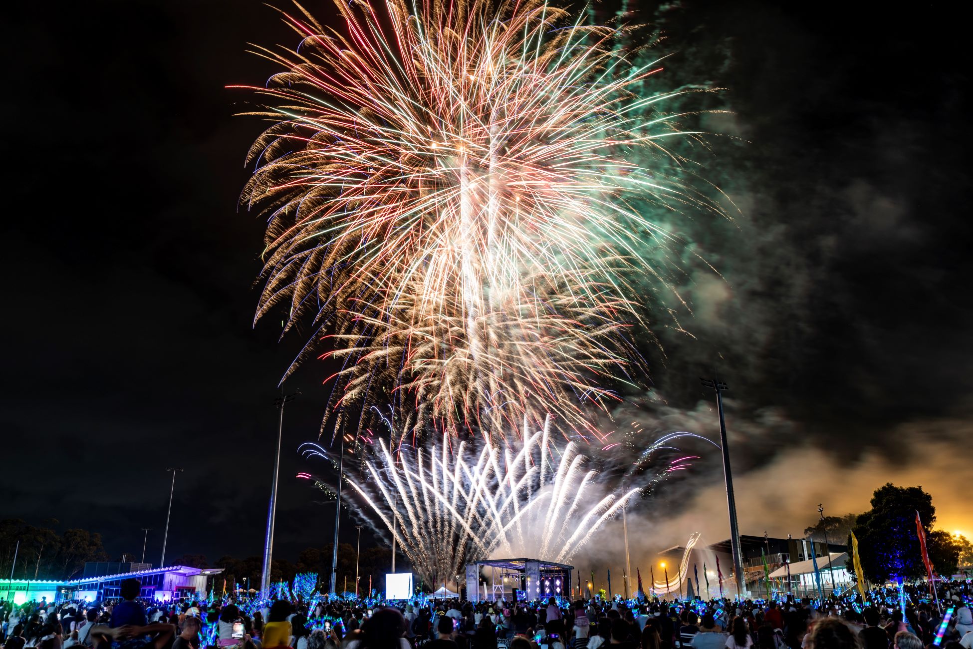 Illuminate fireworks display.